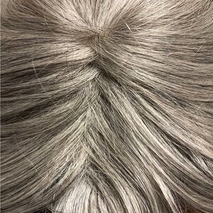 Mid Sheer Wider Base Topper Hand-Tied VersaFiber Hair by Couture Collection Grey